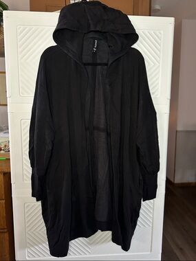 Athleta Black Hooded Open Cardigan